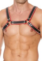 Z Series Chest Bulldog Harness - Leather - Black/Red - S/M - Maat S/M