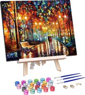 Rubye® Schilderen Op Nummer Volwassenen – Romantisch Park – Inclusief Penselen – Canvas Schildersdoek – Kleuren op Nummer – 40x50cm