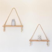 Sankalpa Macrame wandplank - boekenplank - Eco friendly fotoplank - Eucalyptus hout - 44 x 15 x 2 cm