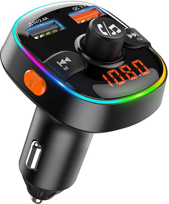 Émetteur FM Bluetooth Bovon pour voiture, lumière ambiante 7 couleurs avec  mode