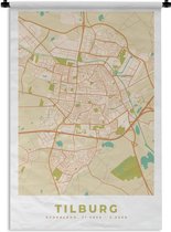 Wandkleed - Wanddoek - Stadskaart - Tilburg - Vintage - 120x180 cm - Wandtapijt - Plattegrond