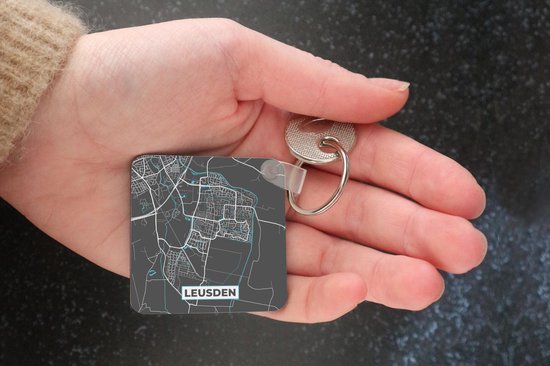 Porte-clés - City Map - Leusden - Grijs - Blauw - Plastique - Carte