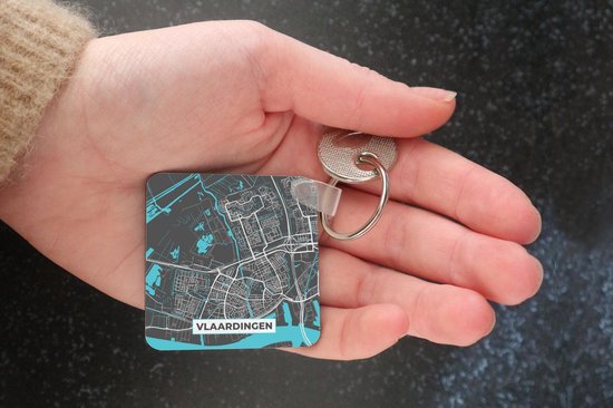 Porte-clés - Cadeaux de distribution - Plan de la ville - Vlaardingen - Grijs - Blauw - Plastique