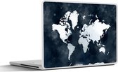 Laptop sticker - 11.6 inch - Wereldkaart - Blauw - Waterverf - 30x21cm - Laptopstickers - Laptop skin - Cover