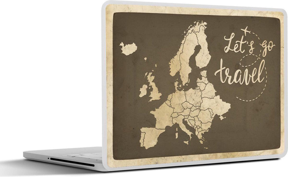 Laptop sticker - 14 inch - Kaart Europa - Quote - Vintage - 32x5x23x5cm - Laptopstickers - Laptop skin - Cover