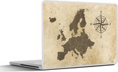 Laptop sticker - 10.1 inch - Kaart - Europa - Kompas - 25x18cm - Laptopstickers - Laptop skin - Cover