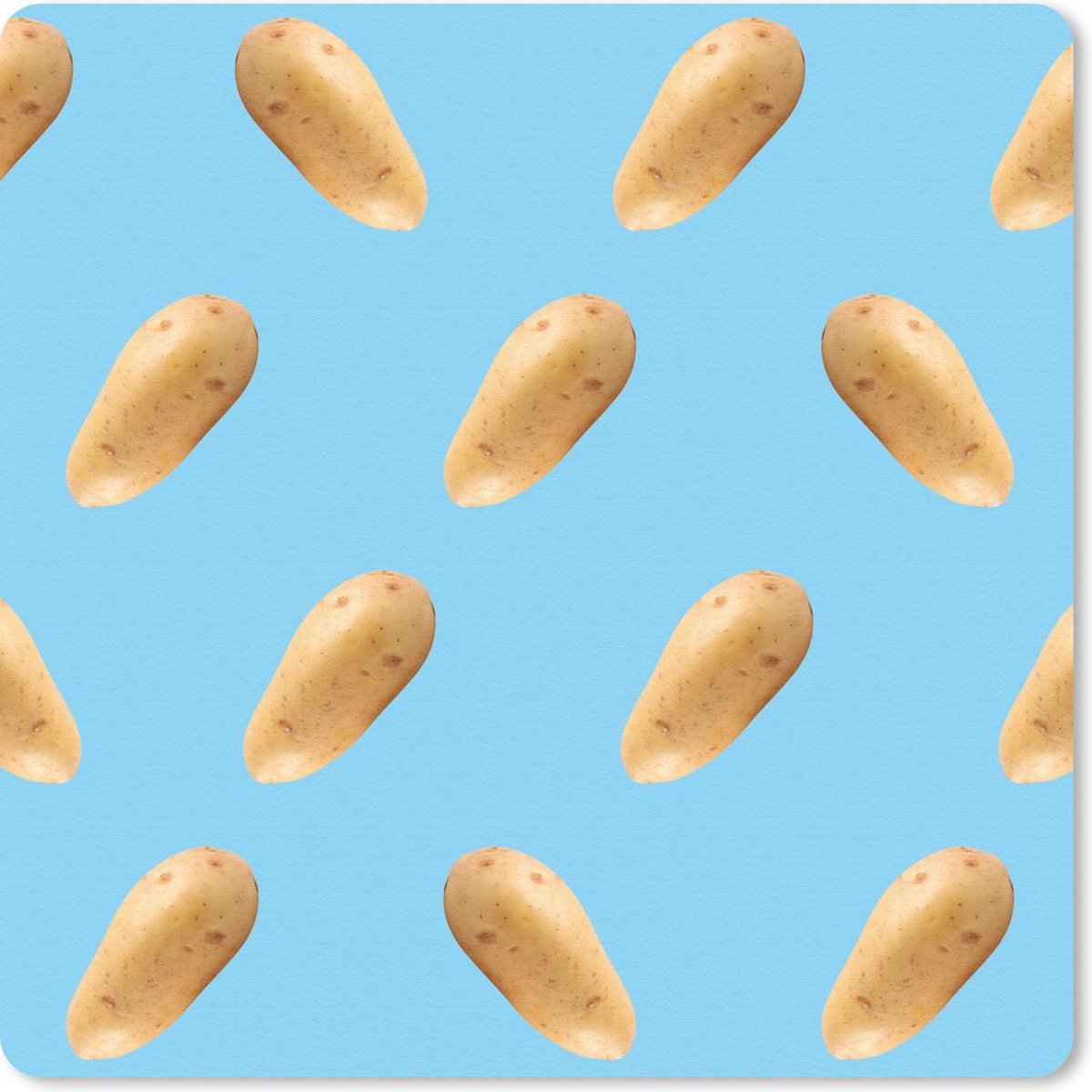 Muismat 20x20 cm - Mousepad Aardappel - Patroon - Blauw - Muismatten