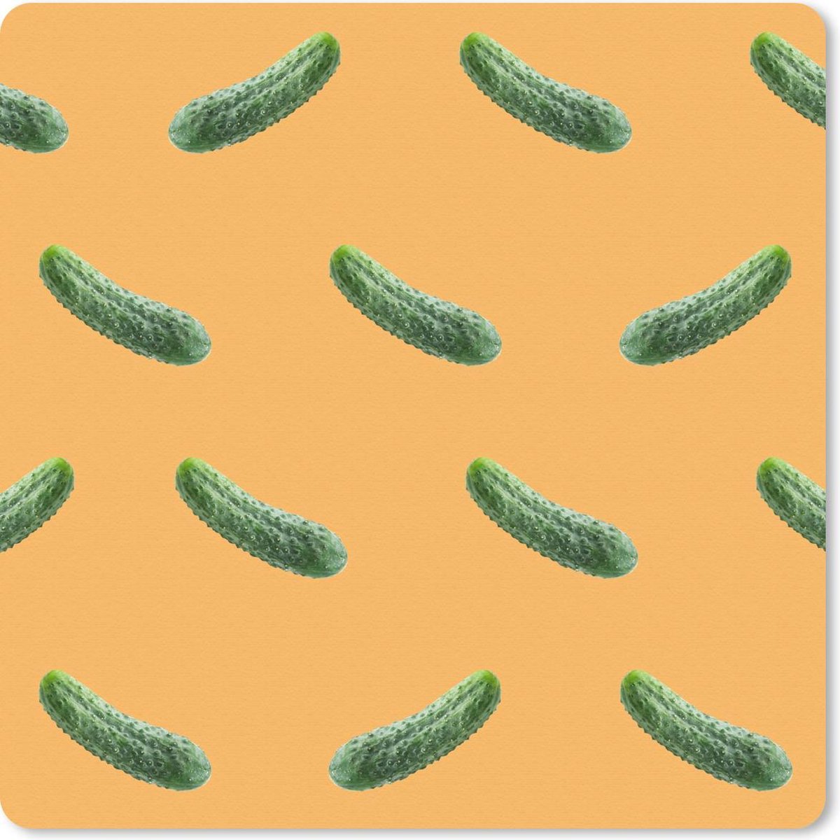 Muismat 30x30 cm - Mousepad Augurk - Patroon - Oranje - Muismatten