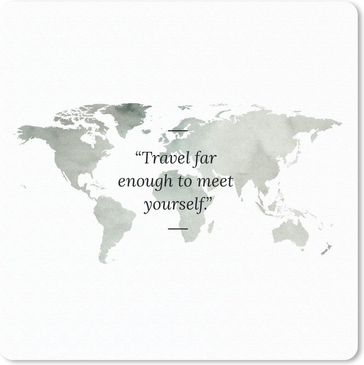 Muismat 30x30 cm - Mousepad Wereldkaart - Aquarel - Quote - Muismatten