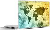 Laptop sticker - 12.3 inch - Wereldkaart - Blauw - Geel - 30x22cm - Laptopstickers - Laptop skin - Cover