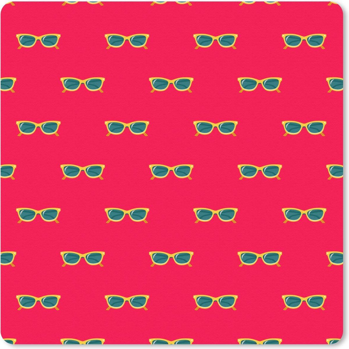 Muismat 20x20 cm - Mousepad Zomer - Zonnebril - Rood - Muismatten