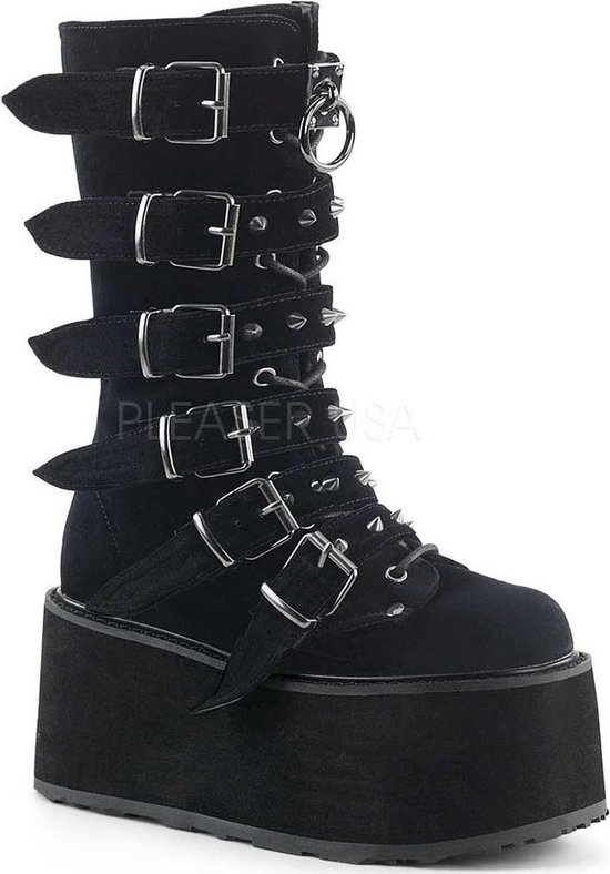 DemoniaCult - DAMNED-225 Plateau Laarzen - US 11 - 41 Shoes - Zwart