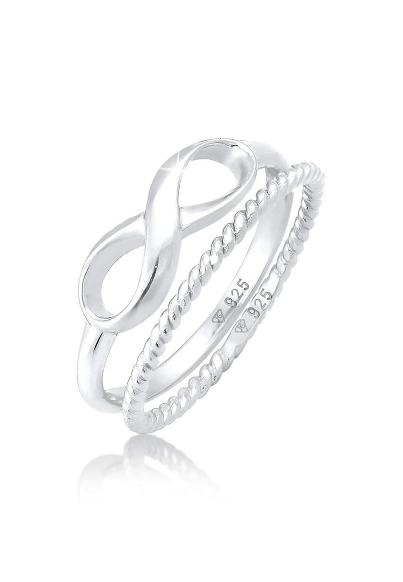 Elli - Ring - Dames Stacking Ring Duo Infinity Gedraaid Basic Trend Blogger in 925 Sterling Zilver - Dames