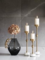 MARBLE ART kandelaar - Marmer & Metaal - Goud - Groot