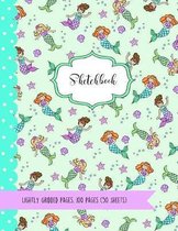 Sketchbook: Cute Mermaid Kawaii Sketchbook for Girls (Mint Green)