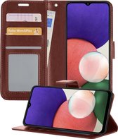 Samsung A22 4G Hoesje Book Case Hoes Portemonnee Cover - Samsung Galaxy A22 4G Case Hoesje Wallet Case - Bruin