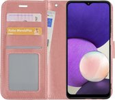 Hoes Geschikt voor Samsung A22 5G Hoesje Book Case Hoes Flip Cover Wallet Bookcase - Rosé goud