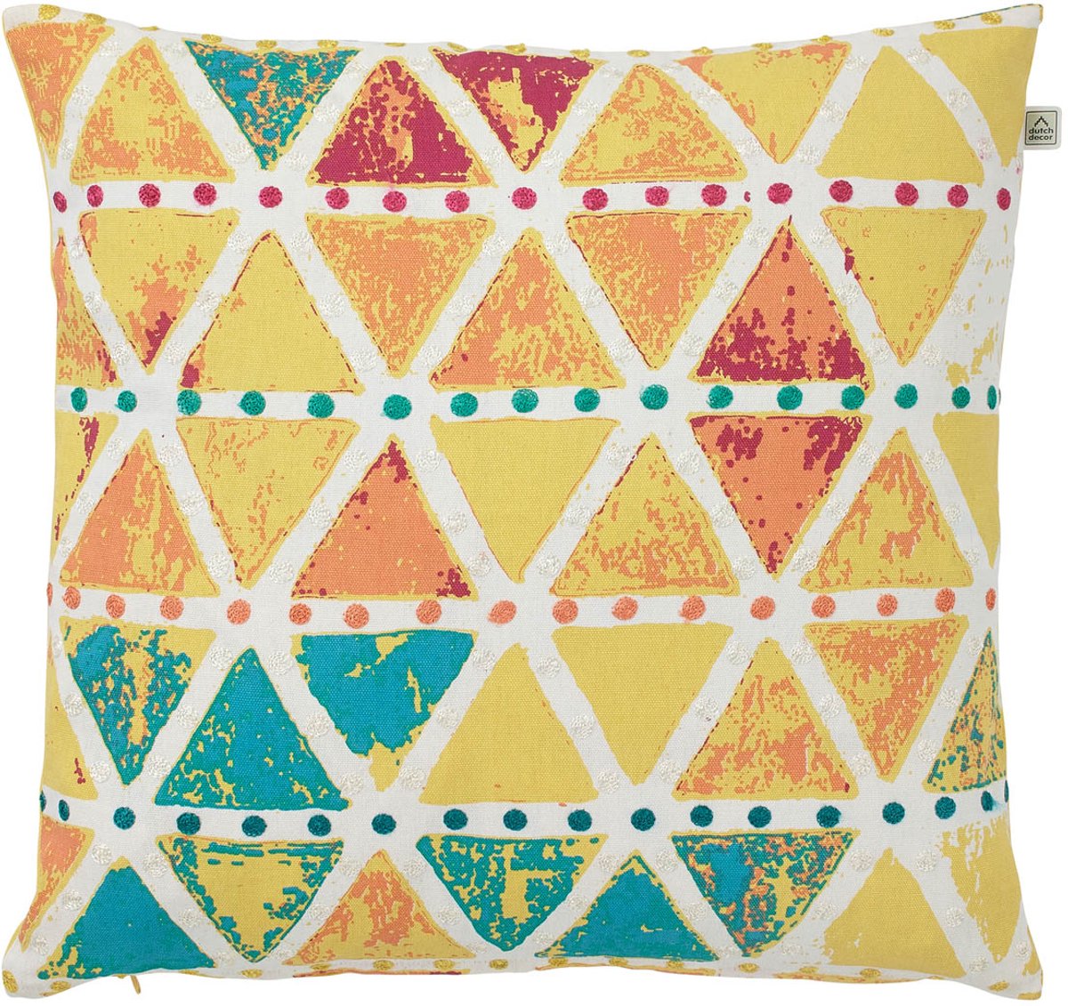 Dutch Decor KARKIN - Kussenhoes 45x45 cm - geel - gekleurd dessin - met rits