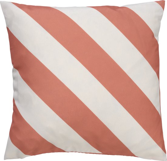 SANZENO – Outdoor Sierkussen 45×45 cm – gestreept – roze en wit