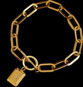 Laura Ferini Dames Armband Ruvido Goud - Goudkleurige Schakelarmband - 18K Geelgoud Verguld - Sieraad - Accessoires - Sieraden - Dames Armbandje