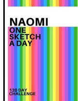 Naomi: Personalized colorful rainbow sketchbook with name