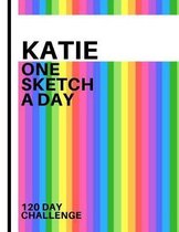 Katie: Personalized colorful rainbow sketchbook with name