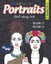 Coloring portraits - night - 2 books in 1