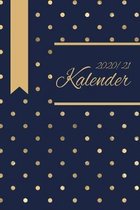 Kalender 2020/21: Einfacher gleitender Kalender mit Punkten für die Jahre 2020 und 2021 mit Jahres-, Monatsübersicht und Feiertagen. Ein