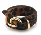 Armband Dames - Panterprint - PU Kunstleer - Lengte 26 cm - Bruin en Goudkleurig