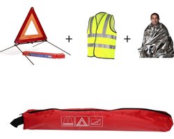 3 Delig Auto Veiligheidsset - Reflecterend Vest - Isolatiedeken - Gevarendriehoek - ANWB Set - Auto Veiligheid - Auto Vakantie - Wintersport Vakantie - Pech Hulp - Veiligheid
