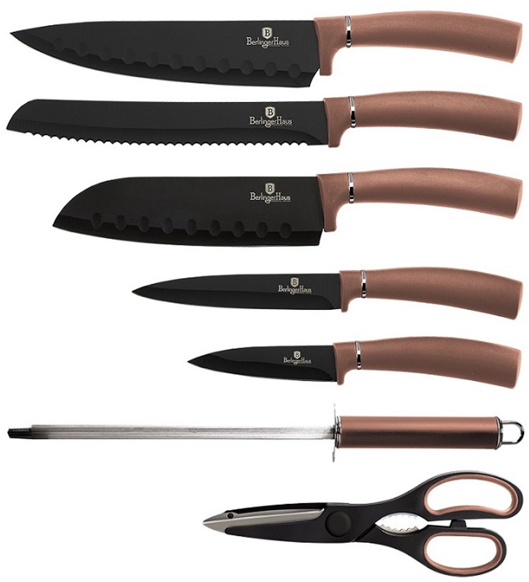 Berlinger Haus Messenset Rose Gold Rvs Zwart/roségoud 8-delig