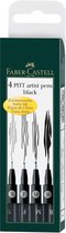 Faber-Castell Pitt Artist tekenstift - Pen 4-delig pennenzak - Zwart