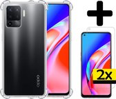 OPPO A94 4G Hoesje Transparant Shockproof Case Met 2x Screenprotector - OPPO A94 Case Hoesje - OPPO A94 4G Hoes Cover Met 2x Screenprotector - Transparant