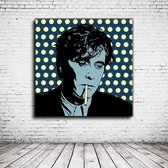 Pop Art Brian Ferry Acrylglas - 100 x 100 cm op Acrylaat glas + Inox Spacers / RVS afstandhouders - Popart Wanddecoratie