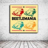 Pop Art Beetlemania Canvas - 90 x 90 cm - Canvasprint - Op dennenhouten kader - Geprint Schilderij - Popart Wanddecoratie