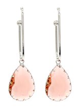 Dielay - Oorbellen met Steen - Facet Geslepen - Oorhangers - 6x2 cm - Zilverkleurig