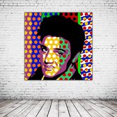 Pop Art Elvis Presley Acrylglas - 100 x 100 cm op Acrylaat glas + Inox Spacers / RVS afstandhouders - Popart Wanddecoratie