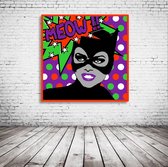 Catwoman Pop Art Poster in lijst - 90 x 90 cm en 2 cm dik - Fotopapier Mat 180 gr Framed - Popart Wanddecoratie inclusief lijst