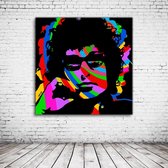 Bob Dylan Pop Art Acrylglas - 100 x 100 cm op Acrylaat glas + Inox Spacers / RVS afstandhouders - Popart Wanddecoratie