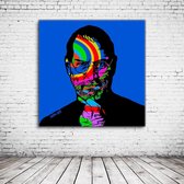 Steve Jobs Pop Art Acrylglas - 80 x 80 cm op Acrylaat glas + Inox Spacers / RVS afstandhouders - Popart Wanddecoratie