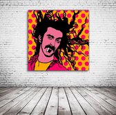 Frank Zappa Pop Art Canvas - 90 x 90 cm - Canvasprint - Op dennenhouten kader - Geprint Schilderij - Popart Wanddecoratie