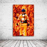 Wall Art Firefighter Hero Canvas - 100 x 65 cm - Canvasprint - Op dennenhouten kader - Geprint Schilderij - Popart Wanddecoratie