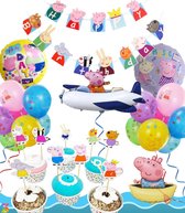 Peppa Pig Ballonnen Feest Ballon Pakket Deluxe - Vlaggenlijn - Big Slinger - Verjaardagspakket - George Verjaardag - Kinderfeestje - Themapakket - Folieballon Versiering - 44 Items