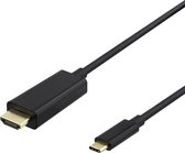 DELTACO USBC-HDMI1030-K, USB-C naar HDMI kabel, Ultra HD 4K 60Hz, 3 meter, zwart