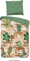Baby Dekbedovertrek - Kinderen - Ook voor Ledikant - 100x135cm - Inclusief 1 Kussensloop - 100% Versterkt Katoen - Zand Felines