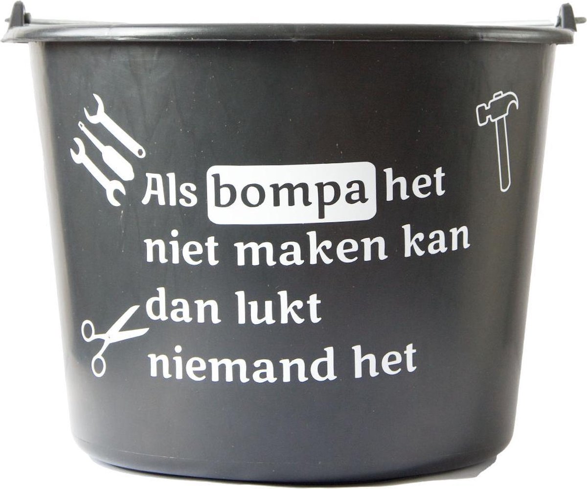 Goedkoopste Cadeau emmer – 12 liter – zwart – met tekst Als Bompa het niet maken kan dan lukt niemand het