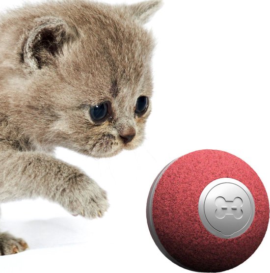 Cheerble Mini Ball 2.0 – Slimme Interactieve Zelf Rollende Bal Voor Katten – 3 Speelmodi – Kattenspeeltjes – Usb Oplaadbaar – Rood