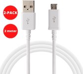 Micro USB kabel 2 meter - Micro USB oplader - USB naar Micro USB - Geschikt voor PS4 kabel oplaad kabel - 2-PACK