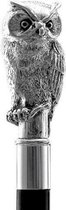 MadDeco - Uil - Beukenhouten wandelstok met zilver verguld handvat - Italiaans design
