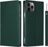 Litchi-textuur Horizontale flip-toplaag koeienhuid lederen tas met houder & kaartsleuven & portemonnee & riem & draadwinder voor iPhone 12/12 Pro (groen)